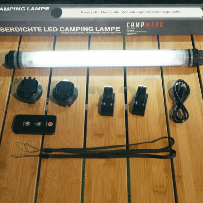 Campwerk LED campinglamp - Waterdicht volgens IP68 / tot 2 meter diepte - Powerbank met USB - Diverse houders voor vouwwagens en daktenten
